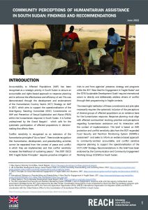 Community Perceptions of Humanitarian Assistance in South Sudan: Findings and Recommendations
