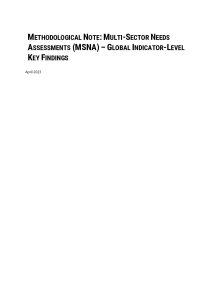 REACH Methodological note 2022 MSNA descriptive indicator-level cross-crisis analysis (March 2023)