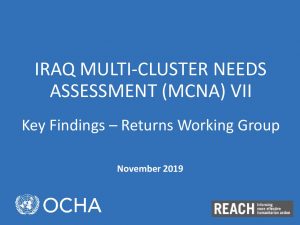 Multi-Cluster Needs Assessment (MCNA) VII Durable Solutions presentation, Iraq - November 2019