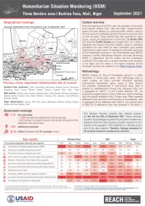 Humanitarian Situation Monitoring in the 3 Borders area(Burkina Faso, Mali, Niger), Situation Overview - Septembre 2021