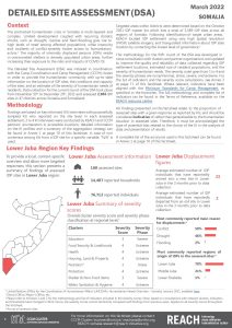 REACH Somalia Detailed Site Assessment Round V: Lower Juba Region, April 2022