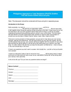 Philippines PhATS End-line Report, Annexe 6: Student Focus Group Discussion Questionnaire