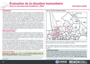 REACH Mali Suivi de la situation humanitaire dans la zone frontalière, Mali, Fiche d’information (26 octobre-19 novembre 2022)