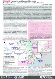 UKR HSM Round 6 Brief on Kharkivska and Donetska oblasts (September 2022)
