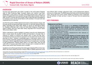 Rapid Overview Of Areas Of Return (ROAR) Assessment in Yunusari LGA, Yobe State – Situation Overview, June 2022