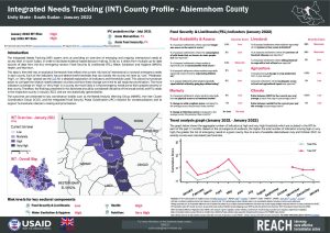 REACH South Sudan IPC - Integrated Needs Tracking (INT), Jan 2022 County Factsheets