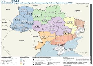 IDP Collective Site Monitoring, Map, Urgent Needs, Round 3, August-September, Ukraine