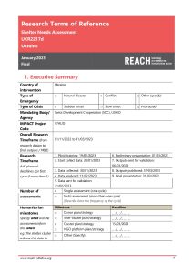 REACH Ukraine Shelter Needs Assessment Terms of Reference (January 2023)