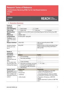 REACH Syria ToR Post-Distribution Monitoring (PDM) Tool for Cash-Based Assistance February 2020