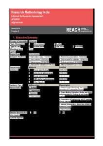 REACH Afghanistan - Methodology Note - Informal Settlement Assessment - April 2020