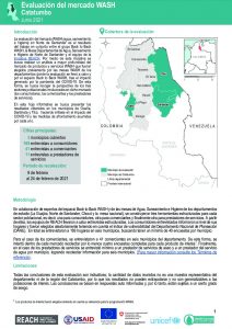 Hója informativa de los resultados de la evaluación del mercado de agua, saneamiento e higiene (WASH) en Catatumbo – junio 2021