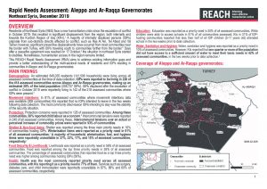 Aleppo and Ar-Raqqa Rapid Needs Assessment, Syria, December 2019