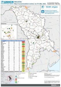 Moldova Accomodation Centres Map (as of 12 Mar 2022)