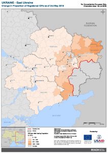 UKR Map East Ukraine Proportion Of Registered IDPs 03 MAY 2019 A4