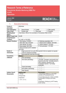 Humanitarian Situation Monitoring (HSM) Pilot Terms of Reference - Afghanistan January 2022