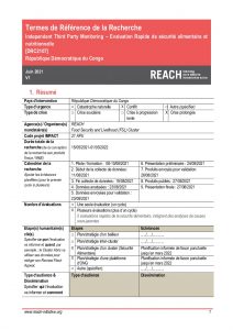 REACH RDC Termes de References Evaluation Rapide FSL external