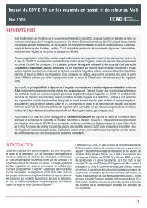 Brief sur l'impact du COVID 19 sur les migrants en transit et de retour au Mali, mai 2020